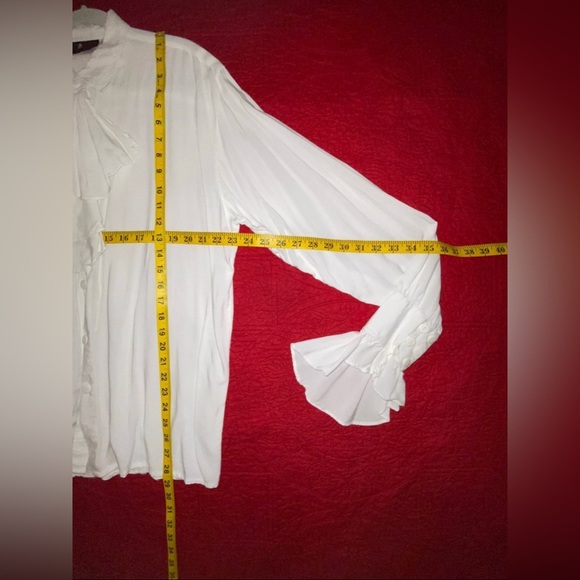 Bridgerton dress shirt ruffle sleeve collar details 23in chest - Picture 3 of 7